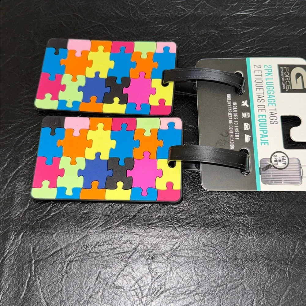 G/FORCE Vibrant Puzzle Piece Luggage Tags, NEW - Picture 3 of 6